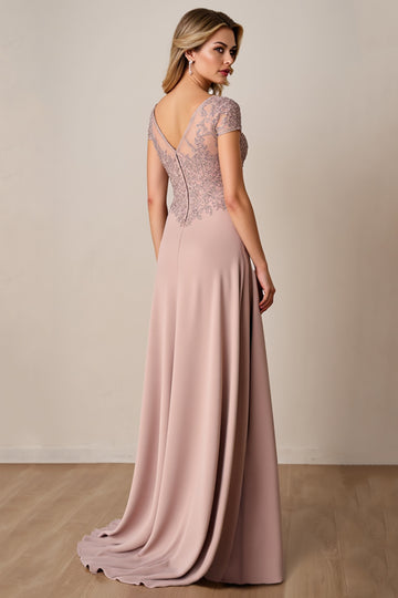 Pink A Line Mother of the Bride Dress with Appliques